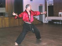 Sifu Hardy demonstrating Plum Blossom, with a live blade of course.