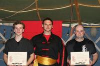 Scott, Shr Fu Bellchambers, and Grant - by the sweat marks, not long after the grading!