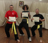 Ray, Ben, and Mark - able to relax a bit after their successful gradings to Yellow Sash!