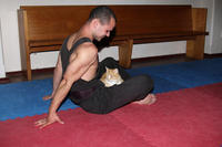 Simon teaching meditation to a natural student