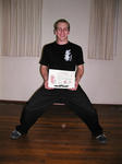 Owen in a Horse Stance, and with his well earned certificate! And, too, congratulations to his Instructor, Sifu Bellchambers, Shr Zr