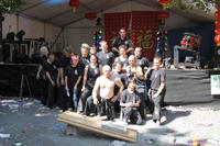 Master Hardy with the Fire Dragon demonstration team after their Chinese New Year performance